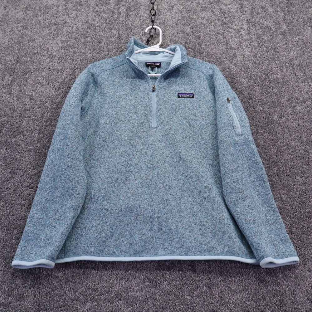 Patagonia Better Sweater Womens Large Blue Heathered Quarter Zip Fleece Pullover